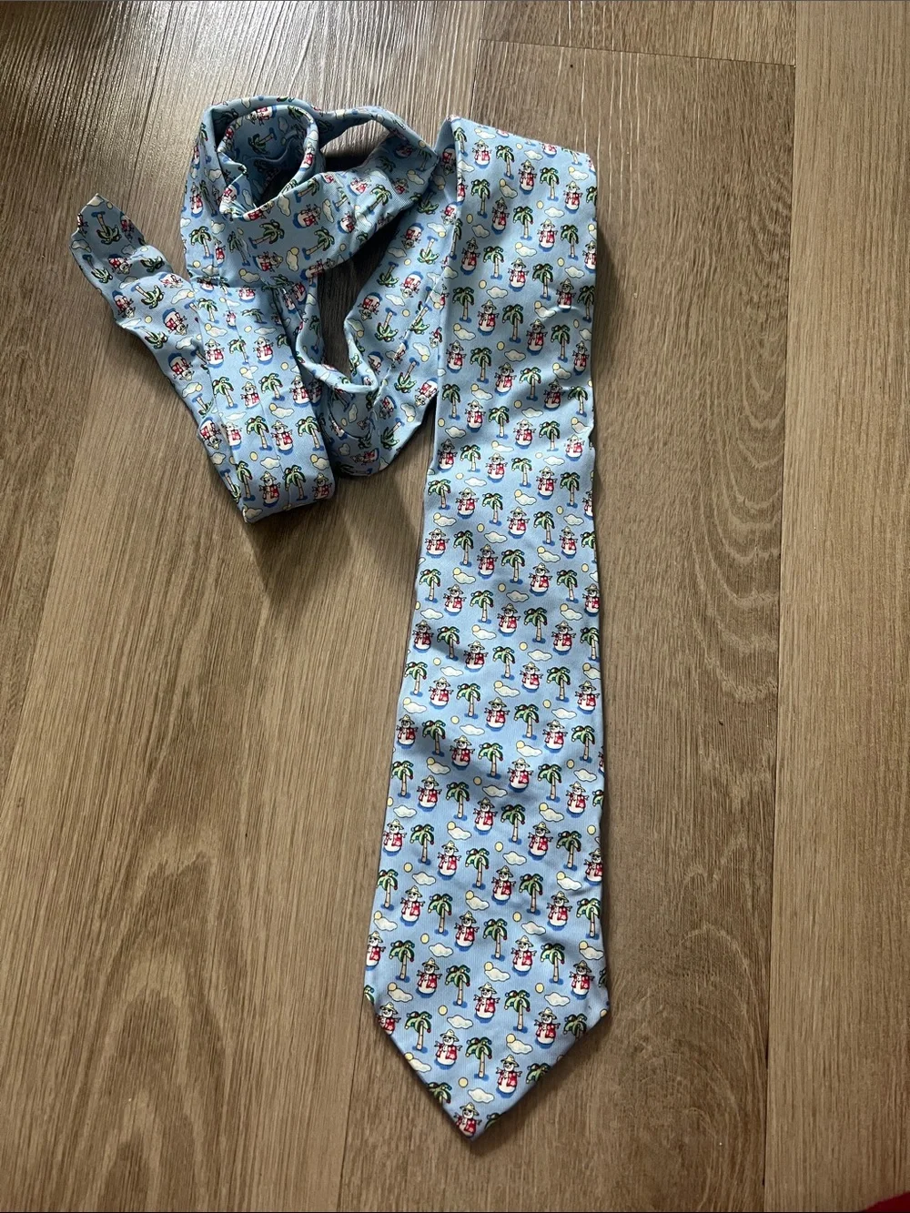 Vineyard Vines Light Blue Palm Tree & Snowman Novelty Tie